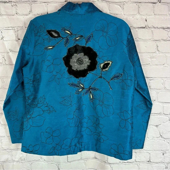 Vintage NYPL blazer jacket applique and embroidered floral design sz small - Picture 4 of 8